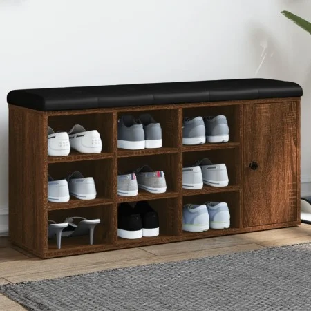 Shoe bench engineered wood oak brown 102x32x50 cm by , Benches for halls and storage - Ref: Foro24-835095, Price: 108,25 €, D...