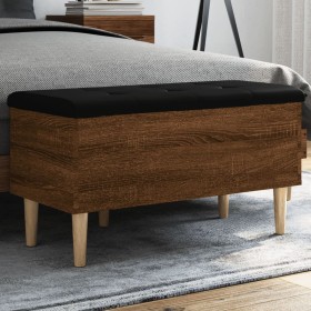 Brown oak engineered wood storage bench 82x42x46 cm by , Benches for halls and storage - Ref: Foro24-835081, Price: 68,05 €, ...
