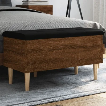 Brown oak engineered wood storage bench 82x42x46 cm by , Benches for halls and storage - Ref: Foro24-835081, Price: 67,23 €, ...