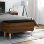 Brown oak engineered wood storage bench 82x42x46 cm by , Benches for halls and storage - Ref: Foro24-835081, Price: 67,23 €, ...