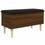 Brown oak engineered wood storage bench 82x42x46 cm by , Benches for halls and storage - Ref: Foro24-835081, Price: 67,23 €, ...
