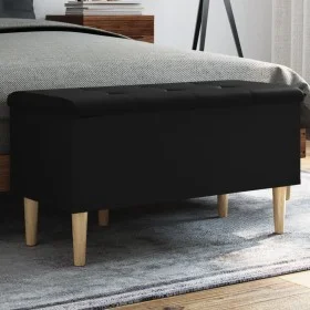 Black engineered wood storage bench 82x42x46 cm by , Benches for halls and storage - Ref: Foro24-835076, Price: 83,59 €, Disc...