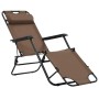 Folding sun loungers with footrest 2 units brown steel by vidaXL, Loungers - Ref: Foro24-44346, Price: 133,67 €, Discount: %