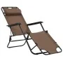 Folding sun loungers with footrest 2 units brown steel by vidaXL, Loungers - Ref: Foro24-44346, Price: 105,25 €, Discount: %