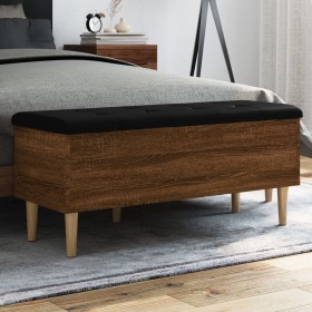 Brown oak engineered wood storage bench 102x42x46cm by , Benches for halls and storage - Ref: Foro24-835088, Price: 96,65 €, ...
