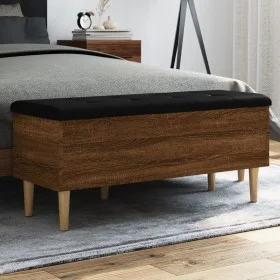 Brown oak engineered wood storage bench 102x42x46cm by , Benches for halls and storage - Ref: Foro24-835088, Price: 95,20 €, ...