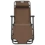 Folding sun loungers with footrest 2 units brown steel by vidaXL, Loungers - Ref: Foro24-44346, Price: 105,25 €, Discount: %