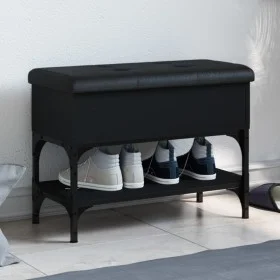 Black engineered wood shoe bench 62x32x45 cm by , Benches for halls and storage - Ref: Foro24-835167, Price: 58,60 €, Discoun...