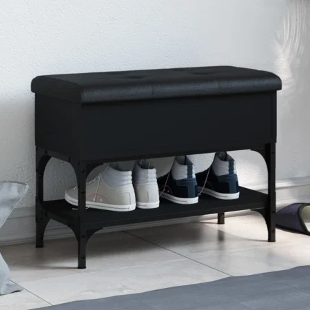 Schwarze Schuhbank aus Holzwerkstoff, 62 x 32 x 45 cm von , Bänke für Hallen und Lager - Ref: Foro24-835167, Preis: 58,58 €, ...