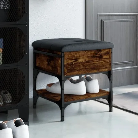 Shoe bench engineered wood smoked oak 42x42x45 cm by , Benches for halls and storage - Ref: Foro24-835184, Price: 49,61 €, Di...