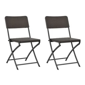 Folding garden chairs 2 units HDPE and brown steel by vidaXL, Garden chairs - Ref: Foro24-44551, Price: 122,23 €, Discount: %
