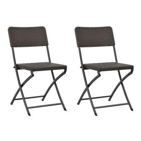 Sillas de jardín plegables 2 unidades HDPE y acero marrón de vidaXL, Sillas de jardín - Ref: Foro24-44551, Precio: 112,99 €, ...
