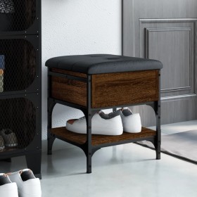 Shoe bench engineered wood oak brown 42x42x45 cm by , Benches for halls and storage - Ref: Foro24-835186, Price: 52,41 €, Dis...