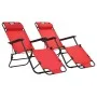 Tumbonas plegables con reposapiés 2 unidades acero rojo de vidaXL, Tumbonas - Ref: Foro24-44344, Precio: 106,56 €, Descuento: %