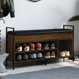 Brown oak engineered wood shoe bench 105.5x32x57.5 cm by , Benches for halls and storage - Ref: Foro24-835216, Price: 85,37 €...