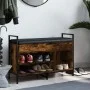 Engineered wood shoe bench smoked oak 85.5x32x57.5 cm by , Benches for halls and storage - Ref: Foro24-835209, Price: 70,49 €...