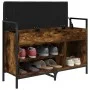 Engineered wood shoe bench smoked oak 85.5x32x57.5 cm by , Benches for halls and storage - Ref: Foro24-835209, Price: 70,49 €...