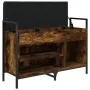 Engineered wood shoe bench smoked oak 85.5x32x57.5 cm by , Benches for halls and storage - Ref: Foro24-835209, Price: 70,49 €...