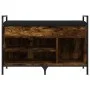 Engineered wood shoe bench smoked oak 85.5x32x57.5 cm by , Benches for halls and storage - Ref: Foro24-835209, Price: 70,49 €...