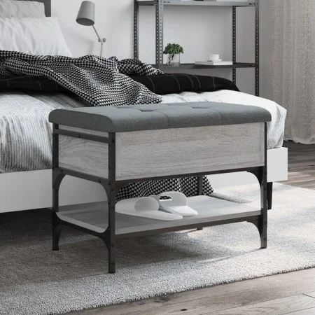 Sonoma gray engineered wood shoe bench 62x42x45 cm by , Benches for halls and storage - Ref: Foro24-835190, Price: 63,30 €, D...