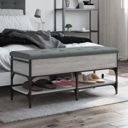 Sonoma gray engineered wood shoe bench 102x42x45 cm by , Benches for halls and storage - Ref: Foro24-835200, Price: 87,89 €, ...