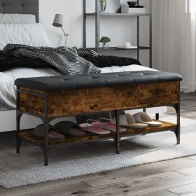 Shoe bench engineered wood smoked oak 102x42x45 cm by , Benches for halls and storage - Ref: Foro24-835199, Price: 85,49 €, D...