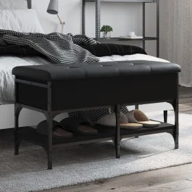 Black engineered wood shoe bench 82x42x45 cm by , Benches for halls and storage - Ref: Foro24-835192, Price: 79,42 €, Discoun...