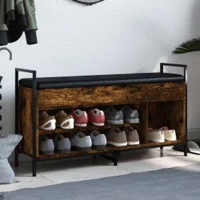 Engineered wood shoe bench smoked oak 105.5x32x57.5 cm by , Benches for halls and storage - Ref: Foro24-835214, Price: 83,72 ...