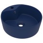Lavabo lujo con rebosadero cerámica azul oscuro mate 36x13 cm