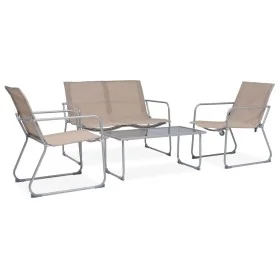 Gartenmöbel-Set 4-teilig, taupefarbener Stoff und Stahl von vidaXL, Gartensets - Ref: Foro24-44354, Preis: 210,78 €, Rabatt: %