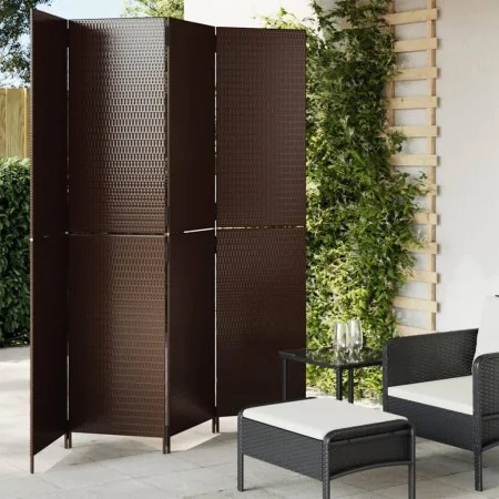Brown synthetic rattan 4-panel screen by , Room dividers - Ref: Foro24-365361, Price: 175,33 €, Discount: %