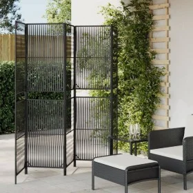 Biombo de 5 paneles ratán sintético negro de , Divisores de ambientes - Ref: Foro24-365380, Precio: 137,13 €, Descuento: %