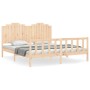 Bed frame with solid wood headboard 180x200 cm by , Beds and slatted bases - Ref: Foro24-3192311, Price: 185,52 €, Discount: %