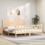 Bed frame with solid wood headboard 180x200 cm by , Beds and slatted bases - Ref: Foro24-3192311, Price: 185,52 €, Discount: %