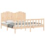 Bed frame with solid wood headboard 180x200 cm by , Beds and slatted bases - Ref: Foro24-3192311, Price: 185,52 €, Discount: %