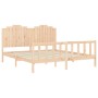 Bed frame with solid wood headboard 180x200 cm by , Beds and slatted bases - Ref: Foro24-3192311, Price: 185,52 €, Discount: %