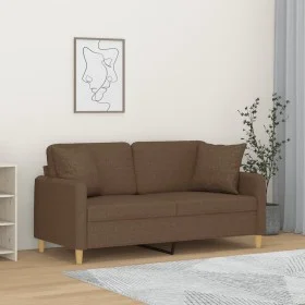 2-seater sofa with brown fabric cushions 140 cm by , Sofas - Ref: Foro24-3200912, Price: 222,93 €, Discount: %