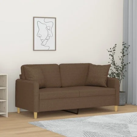 2-seater sofa with brown fabric cushions 140 cm by , Sofas - Ref: Foro24-3200912, Price: 222,93 €, Discount: %