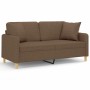 2-seater sofa with brown fabric cushions 140 cm by , Sofas - Ref: Foro24-3200912, Price: 226,31 €, Discount: %