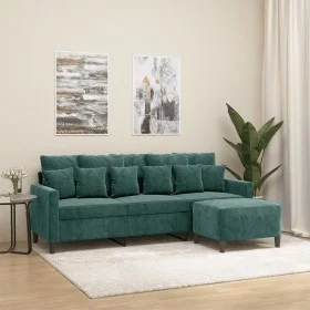 3-seater sofa with dark green velvet ottoman 180 cm by , Sofas - Ref: Foro24-3201109, Price: 297,06 €, Discount: %