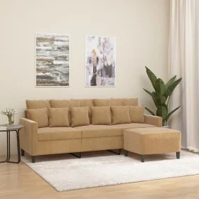 3-Sitzer-Sofa mit braunem Samthocker 180 cm von , Sofas - Ref: Foro24-3201114, Preis: 326,41 €, Rabatt: %
