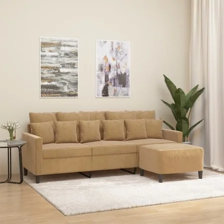 3-Sitzer-Sofa mit braunem Samthocker 180 cm von , Sofas - Ref: Foro24-3201114, Preis: 326,41 €, Rabatt: %