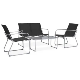 Garden furniture set 4 pieces black fabric and steel by vidaXL, Garden sets - Ref: Foro24-44352, Price: 192,62 €, Discount: %