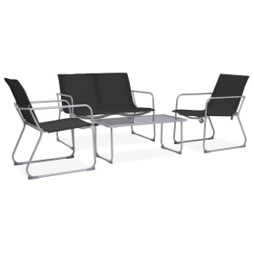 Gartenmöbel-Set 4-teilig aus schwarzem Stoff und Stahl von vidaXL, Gartensets - Ref: Foro24-44352, Preis: 195,44 €, Rabatt: %
