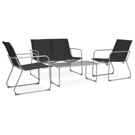 Gartenmöbel-Set 4-teilig aus schwarzem Stoff und Stahl von vidaXL, Gartensets - Ref: Foro24-44352, Preis: 195,44 €, Rabatt: %