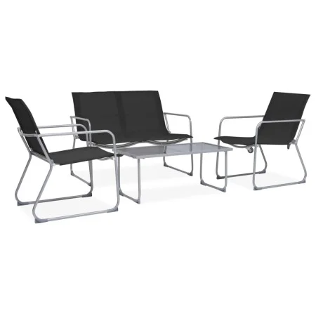 Juego de muebles de jardín 4 piezas tela y acero negro de vidaXL, Conjuntos de jardín - Ref: Foro24-44352, Precio: 192,58 €, ...