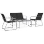 Juego de muebles de jardín 4 piezas tela y acero negro de vidaXL, Conjuntos de jardín - Ref: Foro24-44352, Precio: 192,58 €, ...