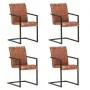 Cantilever dining chairs 4 units brown genuine leather by , dining chairs - Ref: Foro24-3059811, Price: 567,74 €, Discount: %