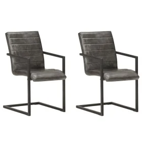 Cantilever dining chairs 2 units genuine leather gray by , dining chairs - Ref: Foro24-321842, Price: 292,94 €, Discount: %
