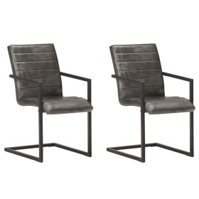 Freischwinger-Esszimmerstühle 2 Einheiten Echtleder grau von , Essstühle - Ref: Foro24-321842, Preis: 298,20 €, Rabatt: %